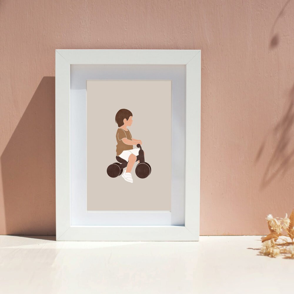 Little Boy Riding on Bicycle Wall Art