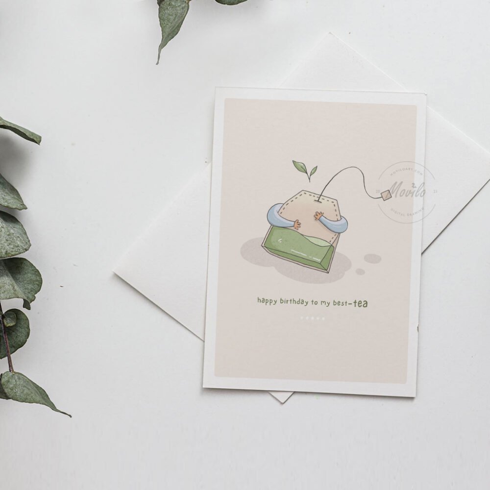 "Happy Birthday to My Best-tea" Greeting Card Template