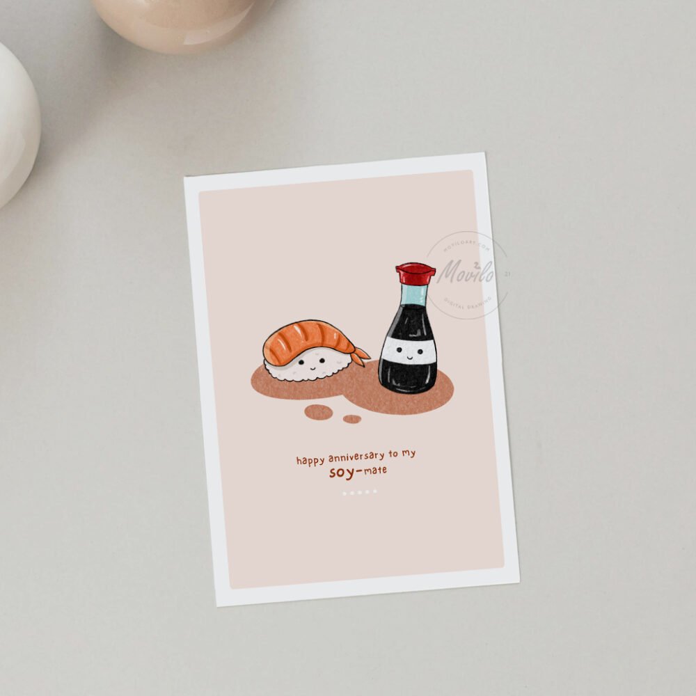 "Happy Anniversary to My Soymate" Greeting Card Template